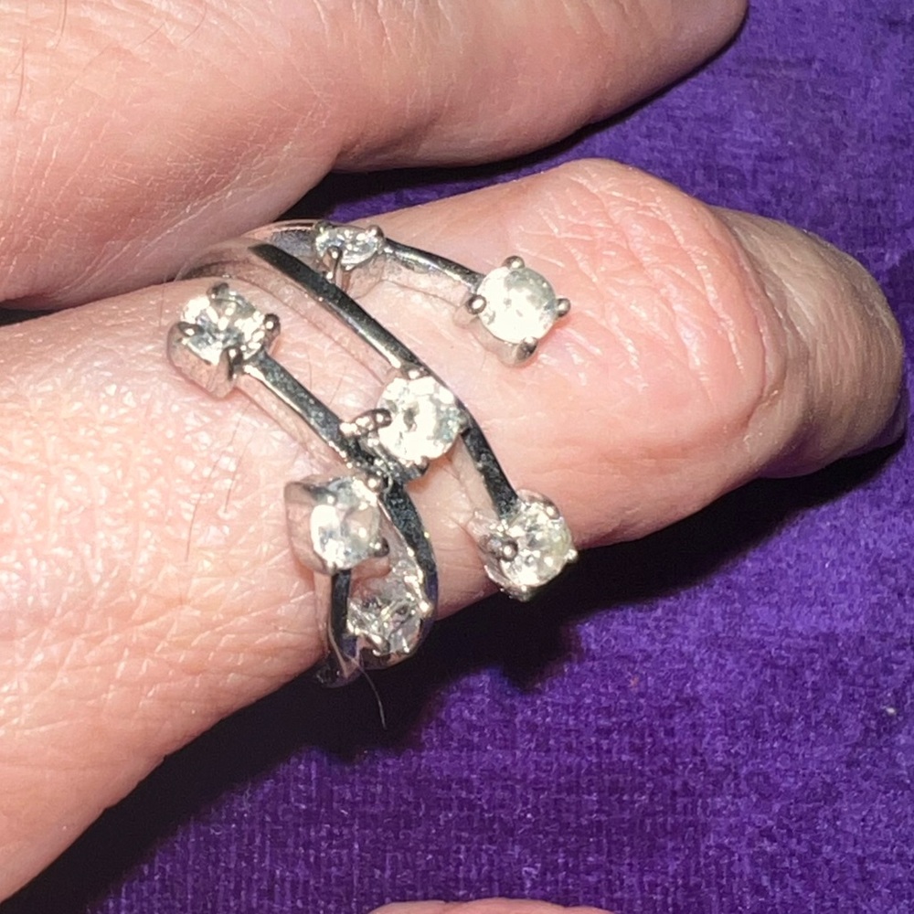 Star design cz sterling‎ silver ring size 7